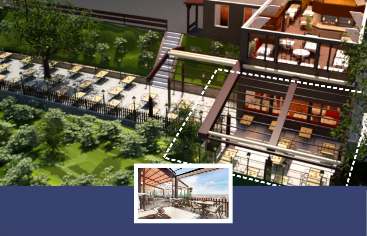 Terrasse / outdoor Eventbereich / mit Überdachung